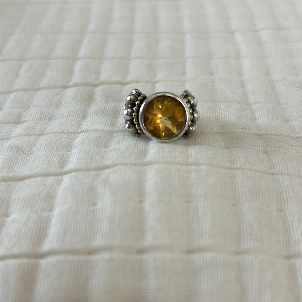 Elegant Silver and citrine Gemstone Ring